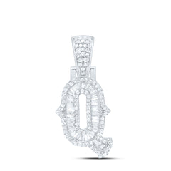 Sterling Silver 1/2 CTW-Natural Diamond Gift (15MM) Initial "Q" Pendant