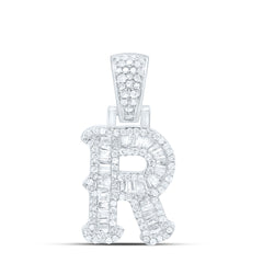 Sterling Silver 1/2 CTW-Natural Diamond Gift (15MM) Initial "R" Pendant