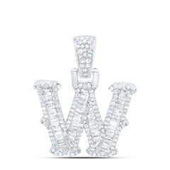 Sterling Silver 5/8 CTW-Natural Diamond Gift (15MM) Initial "W" Pendant