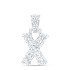 Sterling Silver 3/8 CTW-Natural Diamond Gift (15MM) Initial "X" Pendant