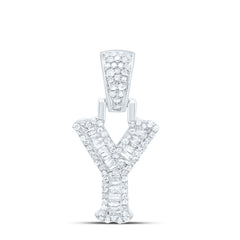Sterling Silver 1/3 CTW-Natural Diamond P2P3 Gift (15MM) Initial "Y" Pendant