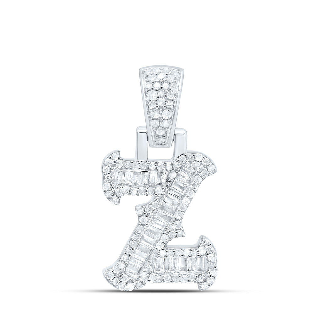 Sterling Silver 3/8 CTW-Natural Diamond P2P3 Gift (15MM) Initial "Z" Pendant