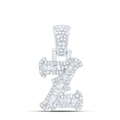 Sterling Silver 3/8 CTW-Natural Diamond P2P3 Gift (15MM) Initial "Z" Pendant