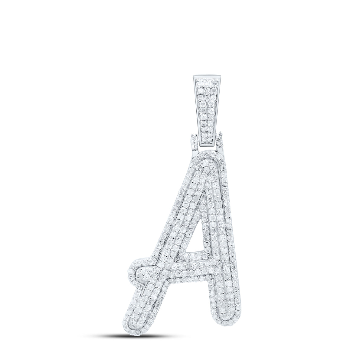 Sterling Silver 5/8 CTW-Natural Diamond Gift Initial "A" Pendant