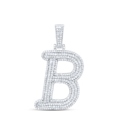 Sterling Silver 1 CTW-Natural Diamond Gift Initial "B" Pendant