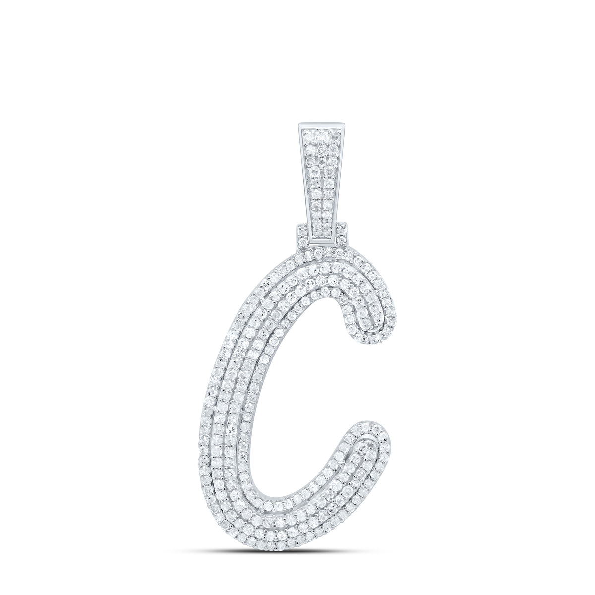 Sterling Silver 5/8 CTW-Natural Diamond Gift Initial "C" Pendant