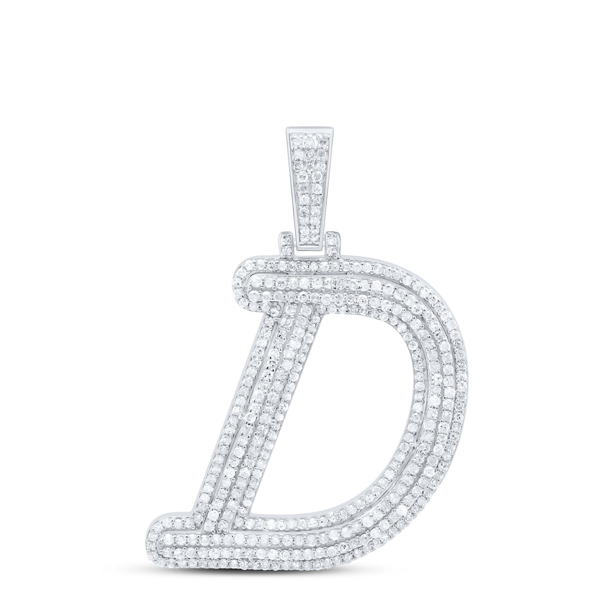Sterling Silver 7/8 CTW-Natural Diamond Gift Initial "D" Pendant