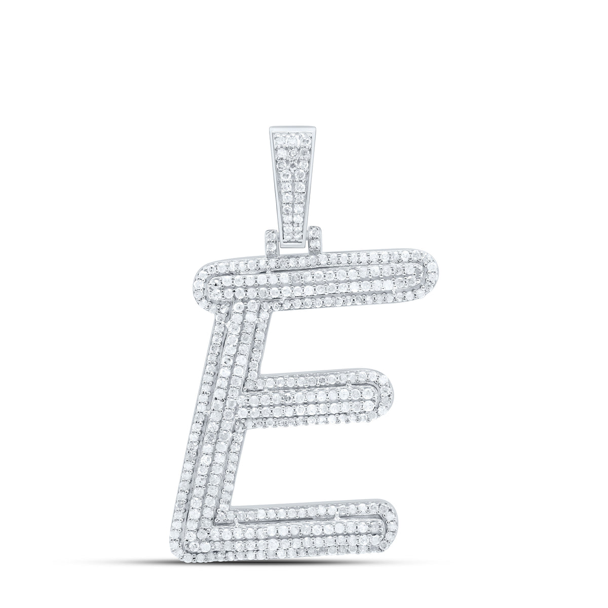Sterling Silver 3/4 CTW-Natural Diamond Gift Initial "E" Pendant