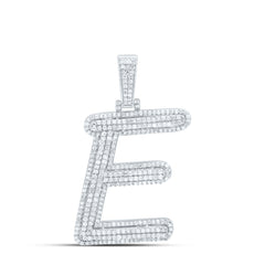 Sterling Silver 3/4 CTW-Natural Diamond Gift Initial "E" Pendant
