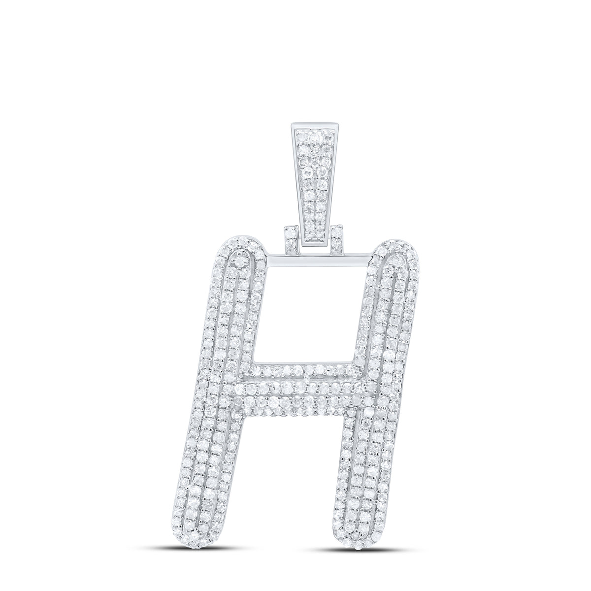 Sterling Silver 3/4 CTW-Natural Diamond Gift Initial "H" Pendant