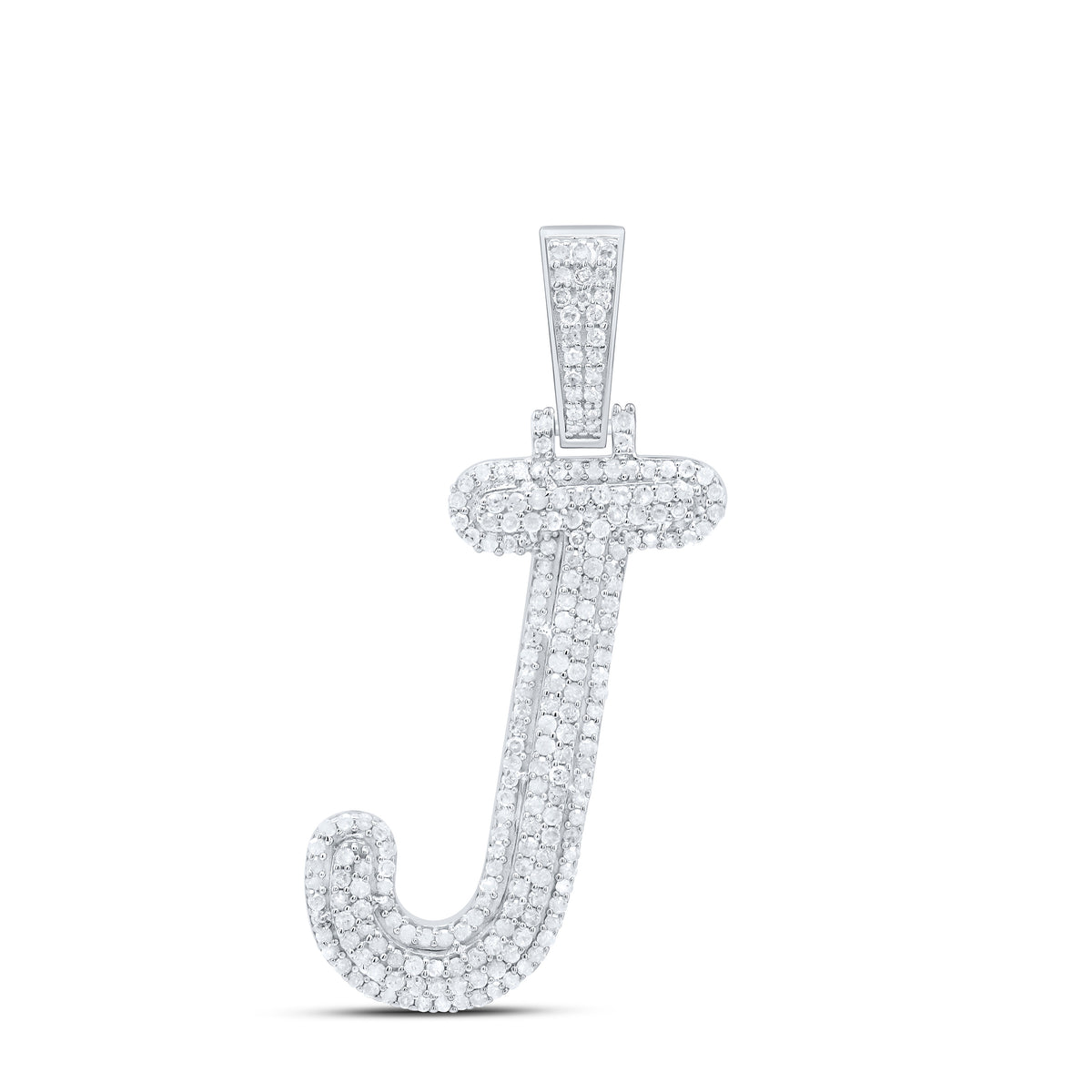 Sterling Silver 5/8 CTW-Natural Diamond Gift Initial "J" Pendant