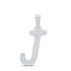 Sterling Silver 5/8 CTW-Natural Diamond Gift Initial "J" Pendant