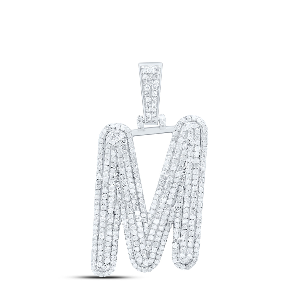 Sterling Silver 1.00 CTW-Natural Diamond Gift Initial "M" Pendant