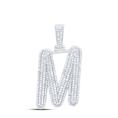 Sterling Silver 1.00 CTW-Natural Diamond Gift Initial "M" Pendant