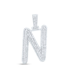 Sterling Silver 3/4 CTW-Natural Diamond Gift Initial "N" Pendant