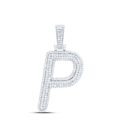 Sterling Silver 3/4 CTW-Natural Diamond Gift Initial "P" Pendant