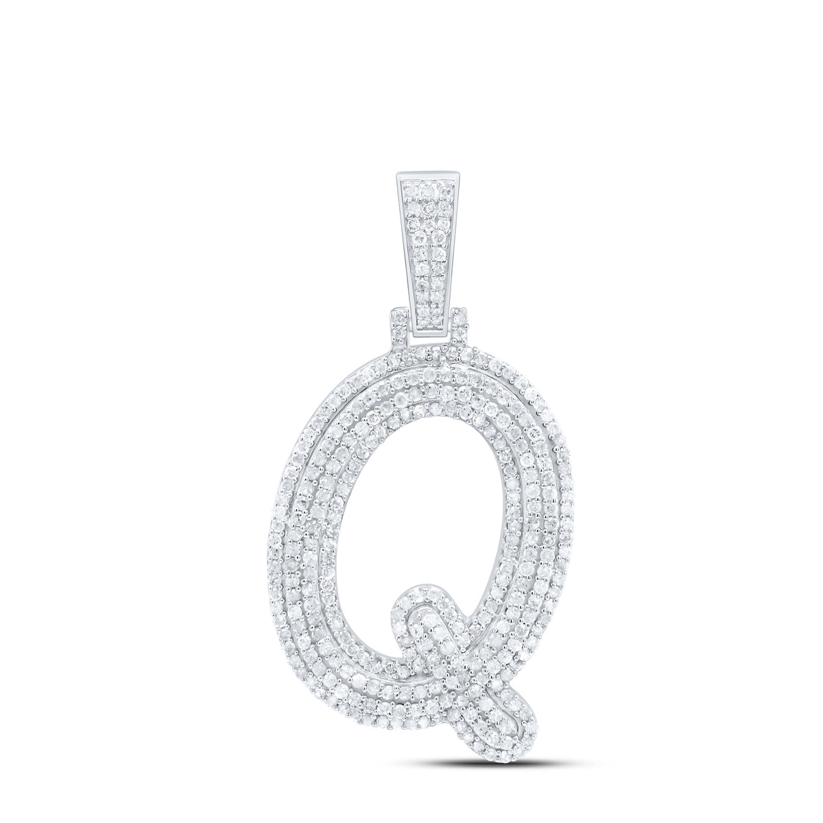 Sterling Silver 3/4 CTW-Natural Diamond Gift Initial "Q" Pendant