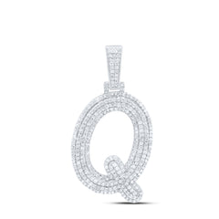 Sterling Silver 3/4 CTW-Natural Diamond Gift Initial "Q" Pendant