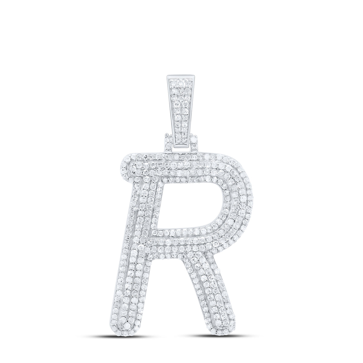 Sterling Silver 7/8 CTW-Natural Diamond Gift Initial "R" Pendant