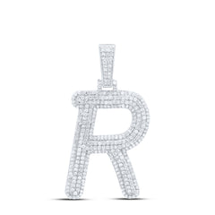 Sterling Silver 7/8 CTW-Natural Diamond Gift Initial "R" Pendant