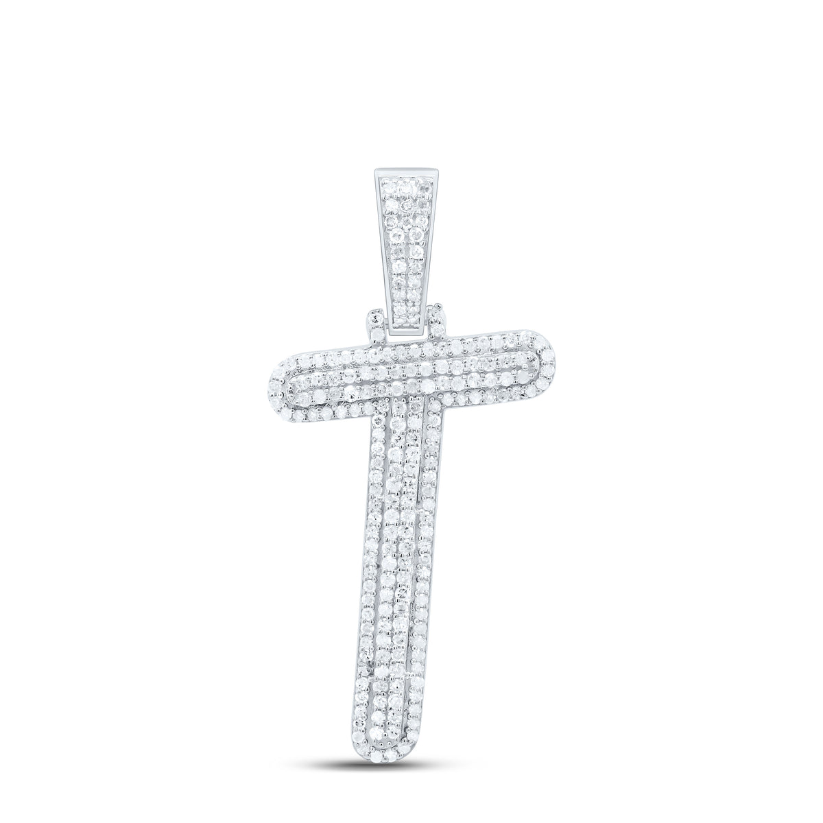 Sterling Silver 1/2 CTW-Natural Diamond Gift Initial "T" Pendant