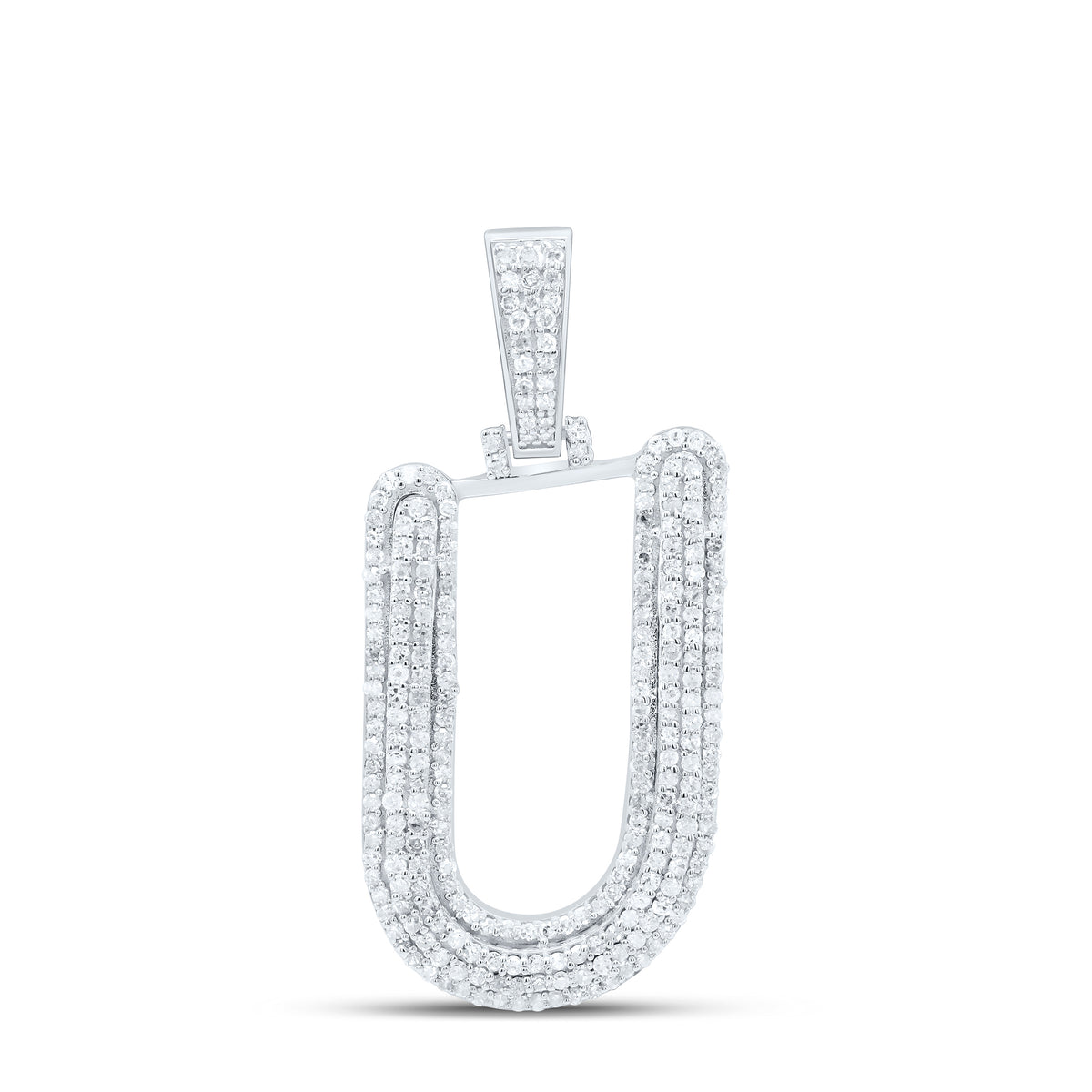 Sterling Silver 3/4 CTW-Natural Diamond Gift Initial "U" Pendant