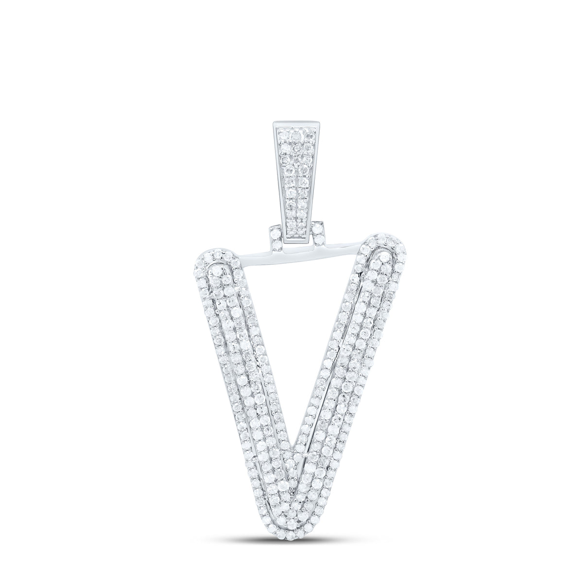 Sterling Silver 5/8 CTW-Natural Diamond Gift Initial "V" Pendant