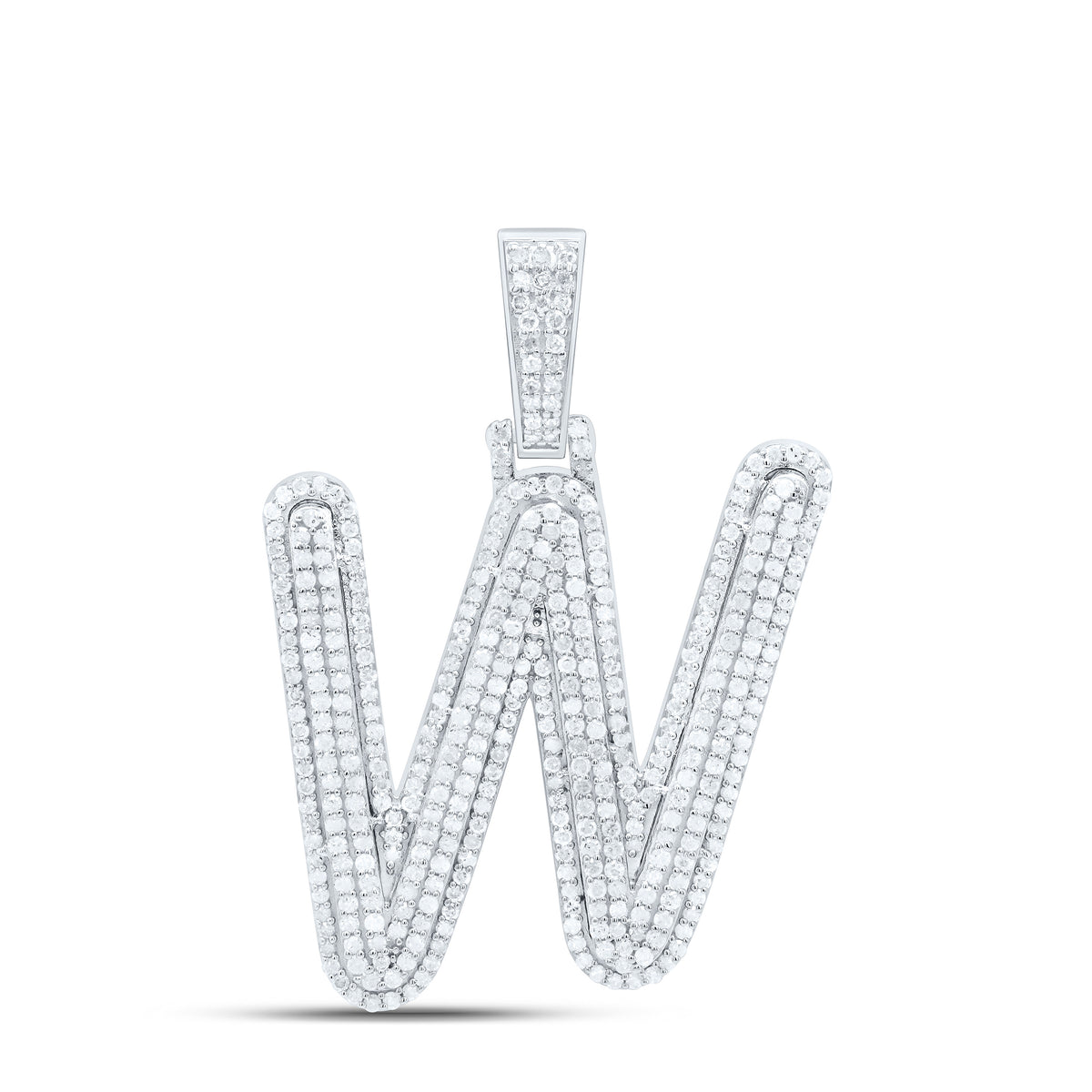 Sterling Silver 1.00 CTW-Natural Diamond Gift Initial "W" Pendant