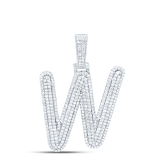 Sterling Silver 1.00 CTW-Natural Diamond Gift Initial "W" Pendant
