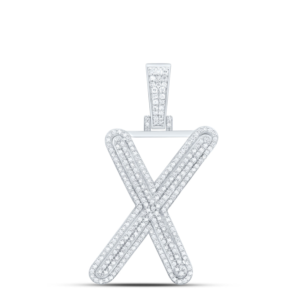 Sterling Silver 3/4 CTW-Natural Diamond Gift Initial "X" Pendant