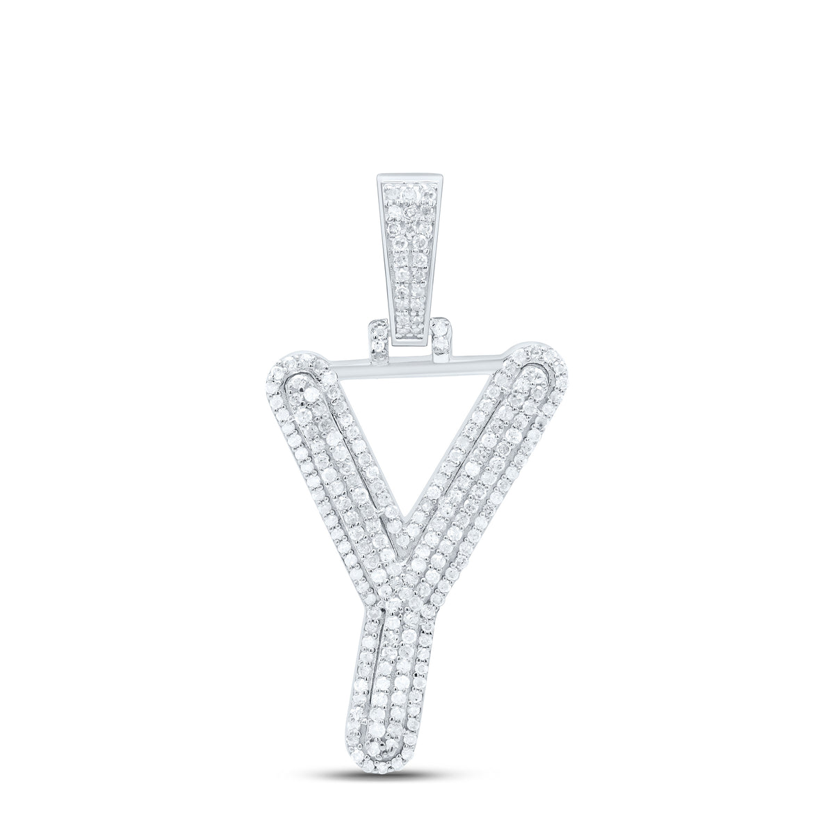 Sterling Silver 1/2 CTW-Natural Diamond Gift Initial "Y" Pendant