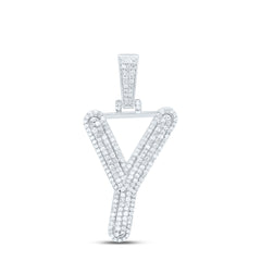 Sterling Silver 1/2 CTW-Natural Diamond Gift Initial "Y" Pendant