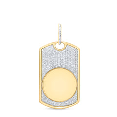 10k Gold 1 1/4 CTW-Natural Diamond Dog Tag Memory Mens Charm