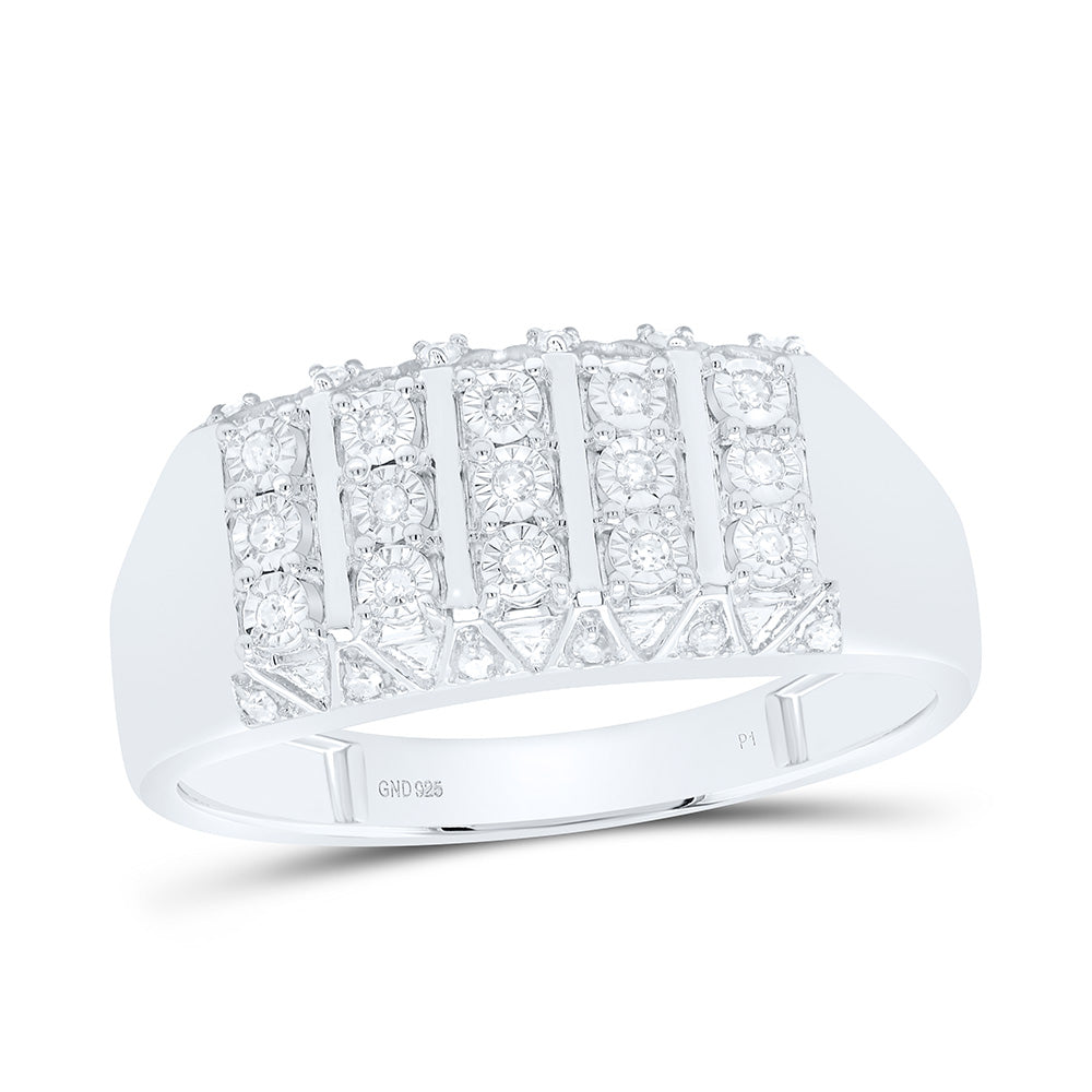 Sterling Silver 1/10 CTW-Natural Diamond Gift Fanuk Mens Ring