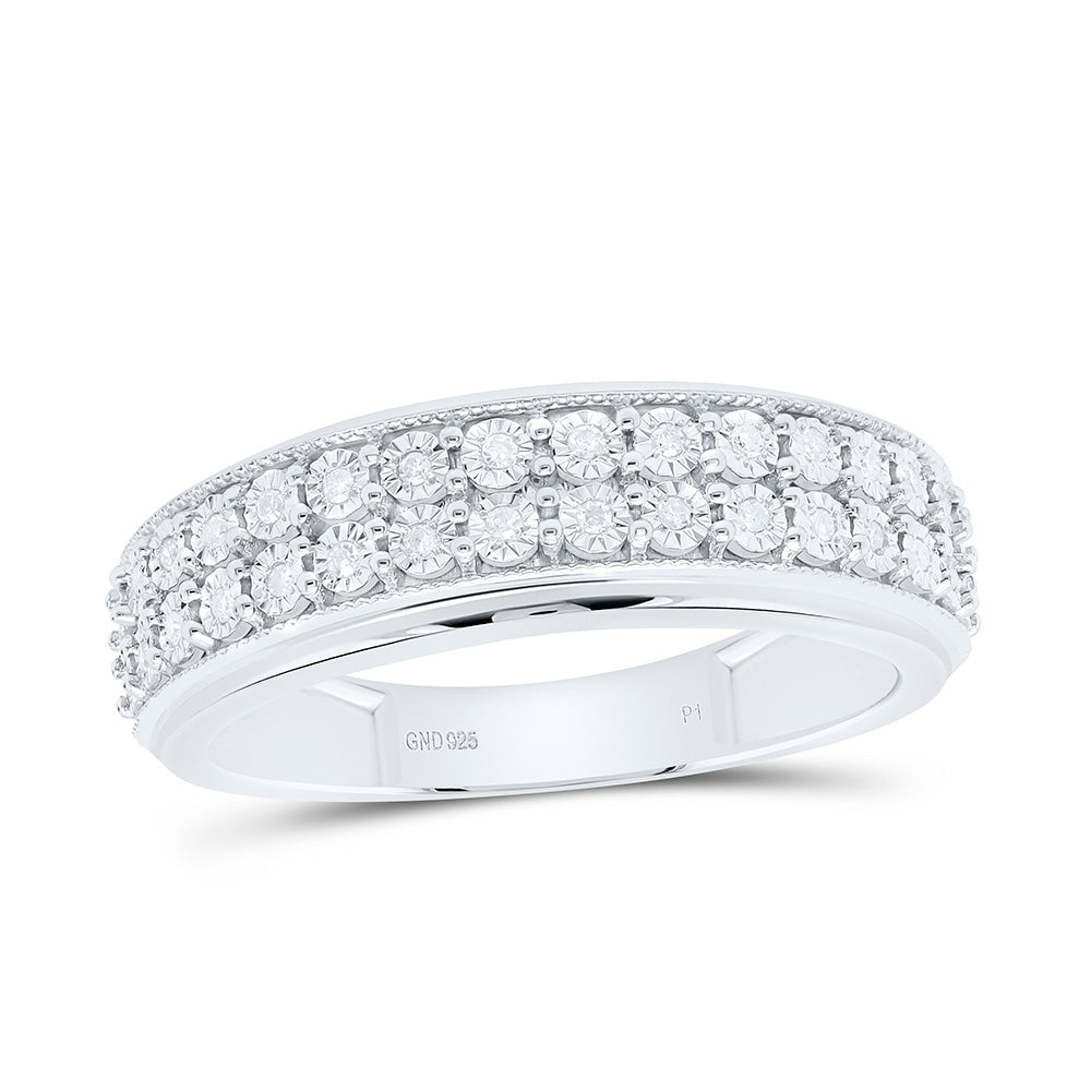 Sterling Silver 1/8 CTW-Natural Diamond Gift Fanuk Mens Ring