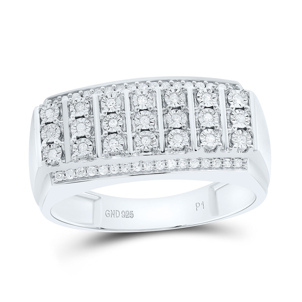 Sterling Silver 1/5 CTW-Natural Diamond Gift Fanuk Mens Ring