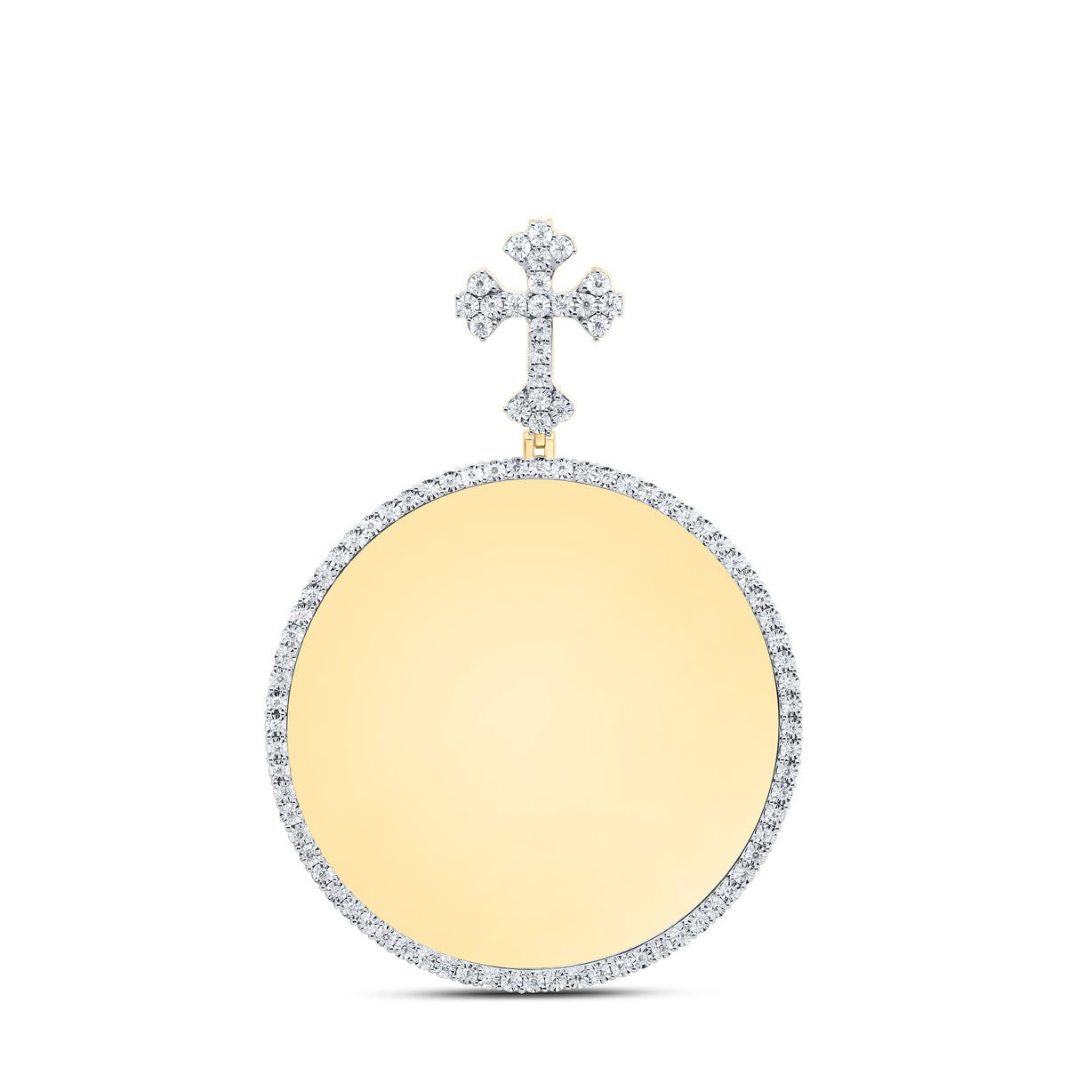 10k Gold 1/2 CTW-Natural Diamond Fanuk Memory Cross Bail Mens Charm