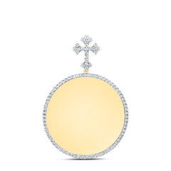 10k Gold 1/2 CTW-Natural Diamond Fanuk Memory Cross Bail Mens Charm