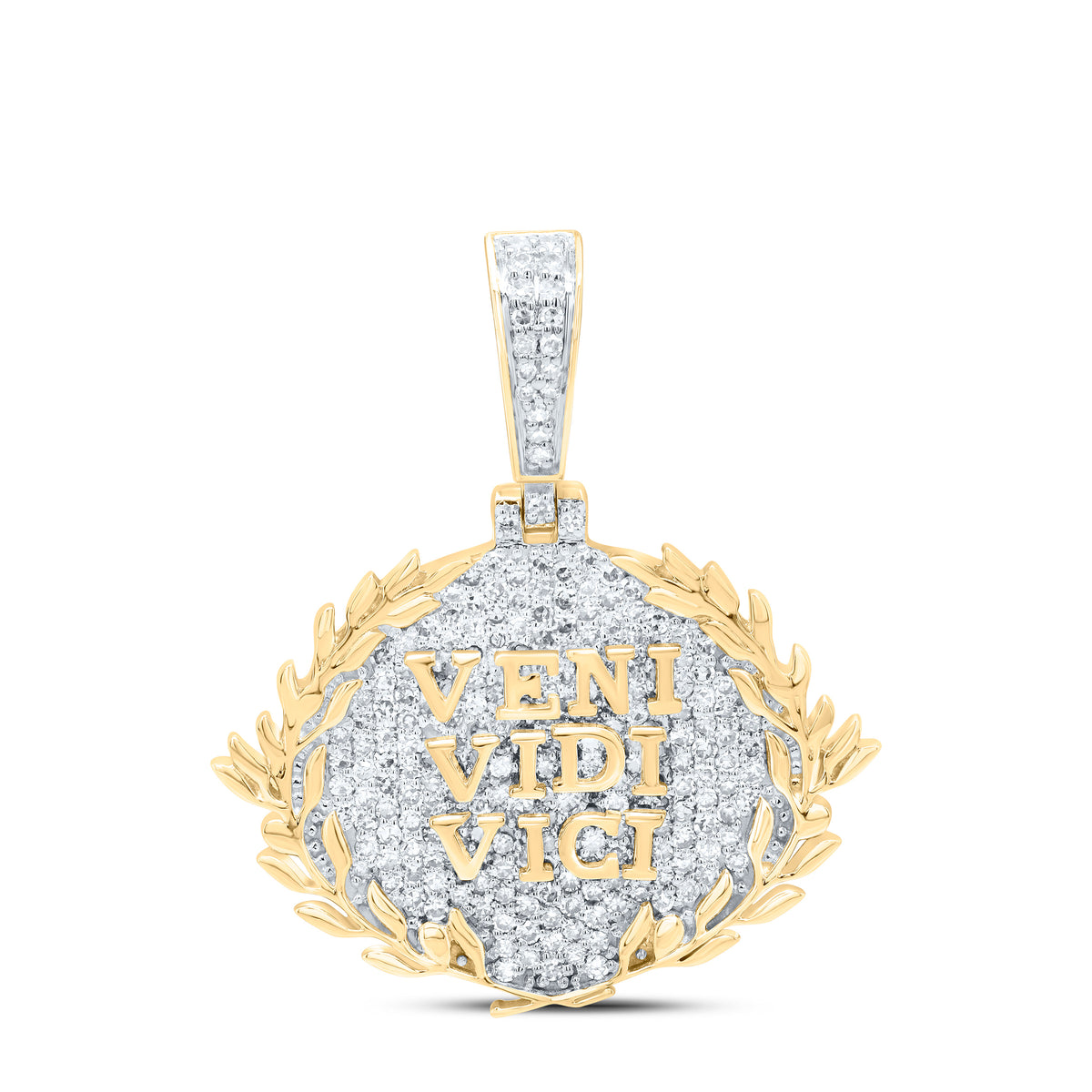 10k Gold 7/8 CTW-Natural Diamond "Veni Vidi Vici" Mens Charm