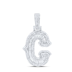Sterling Silver 1.00 CTW-Natural Diamond Gift (25MM) Initial "C" Pendant