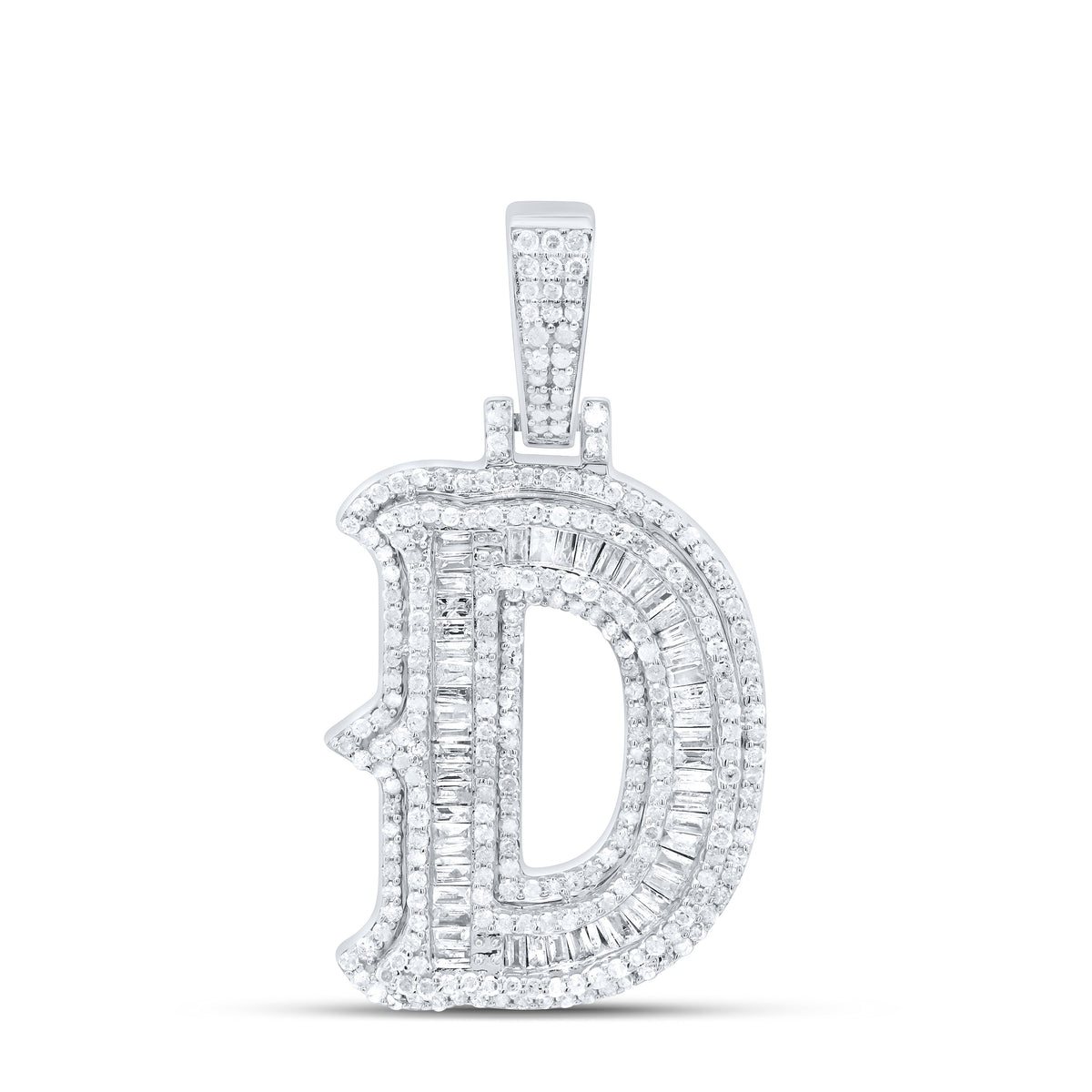 Sterling Silver 1 CTW-Natural Diamond Gift (25MM) Initial "D" Pendant