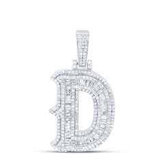 Sterling Silver 1 CTW-Natural Diamond Gift (25MM) Initial "D" Pendant