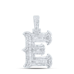 Sterling Silver 1 CTW-Natural Diamond P2P3 Gift (25MM) Initial "E" Pendant