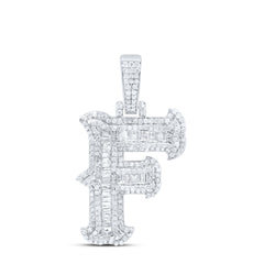 Sterling Silver 7/8 CTW-Natural Diamond P2P3 Gift (25MM) Initial "F" Pendant