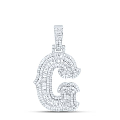 Sterling Silver 1 CTW-Natural Diamond P2P3 Gift (25MM) Initial "G" Pendant