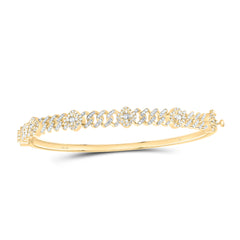 10k Gold 3/4 CTW-Natural Diamond Fashion Clover Cuban Bangle (65X55MM)