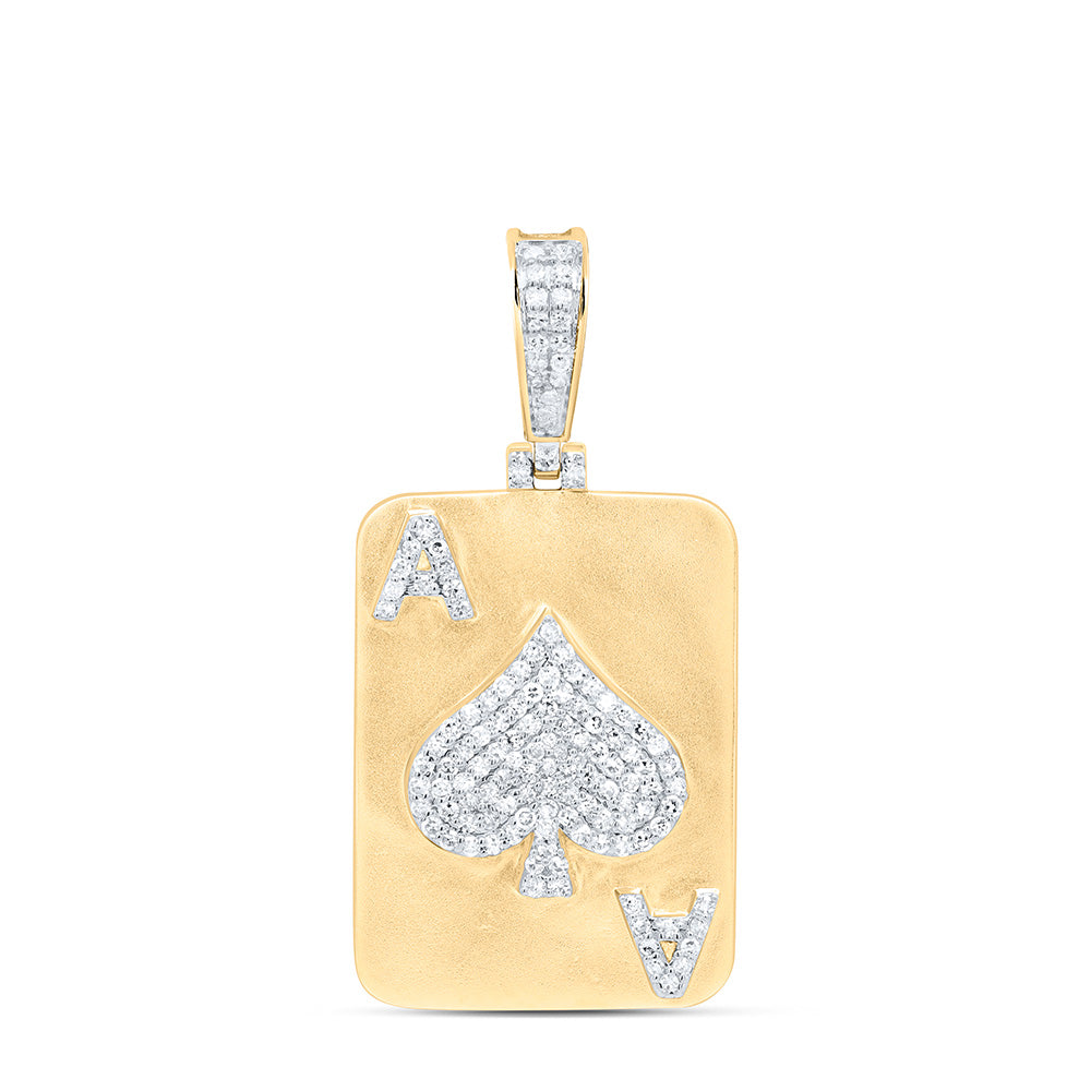 10k Gold 1/2 CTW-Natural Diamond "Ace" Mens Charm