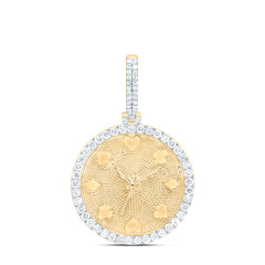 10k Gold 7/8 CTW-Natural Diamond Round"Poker Clock"Mens Charm