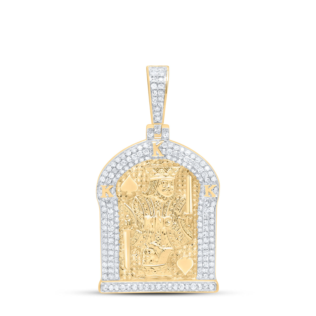 10k Gold 5/8 CTW-Natural Diamond "King" Mens Charm