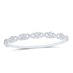 10k Gold 1 5/8 CTW-Natural Diamond Fashion Infinity Clover Bangle (65X55MM)